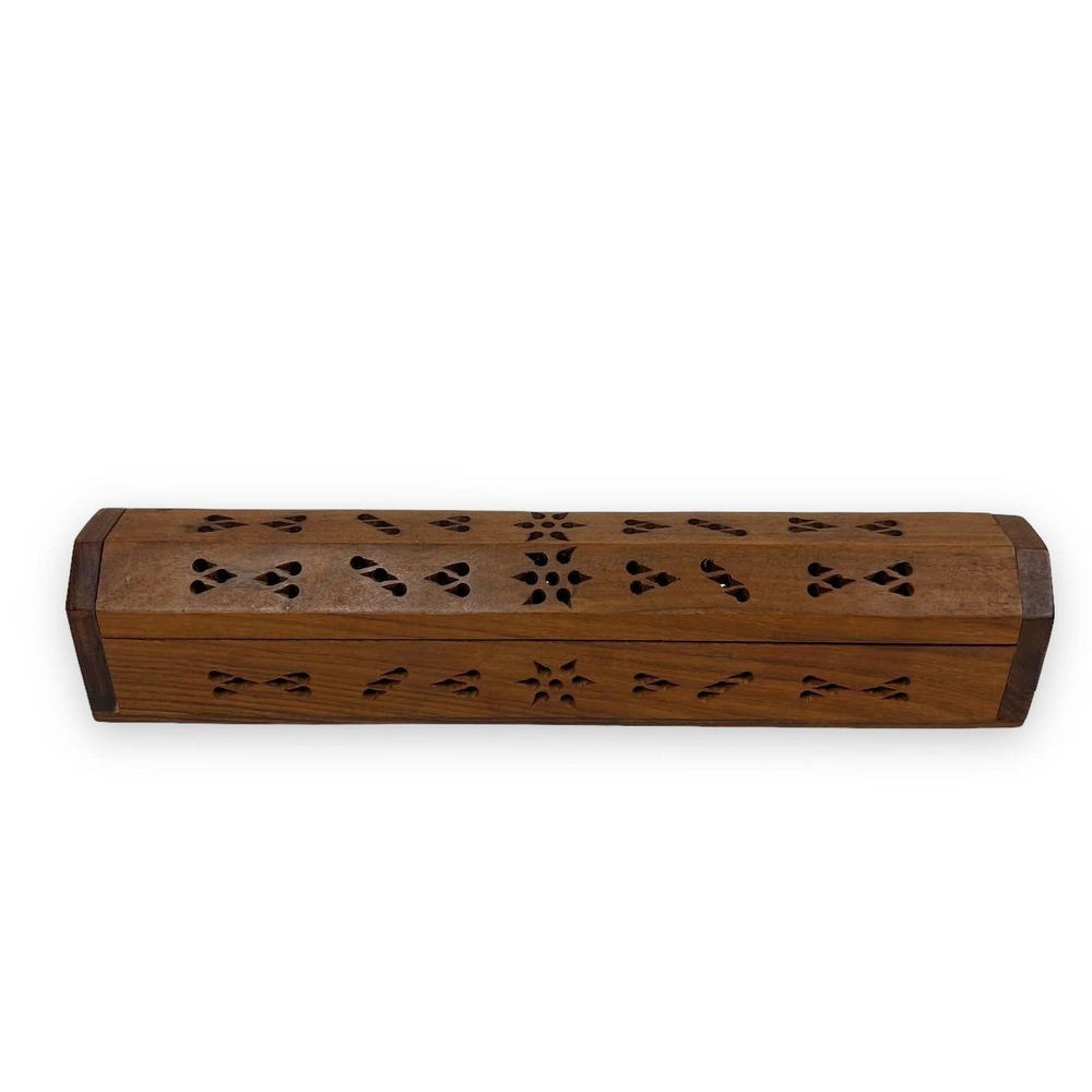 12" Wooden Coffin Box Incense And Sage Stick Burner Holder